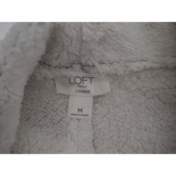 LOFT Lounge Womens Sherpa Jacket M Grey Waterfall Draped Thick Warm Open - Picture 6 of 8